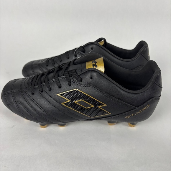 Lotto, Stadio 705 FG Soccer Cleats, NWT, Men 7. Women 8.5, Leather, Black, Gold - Picture 5 of 12